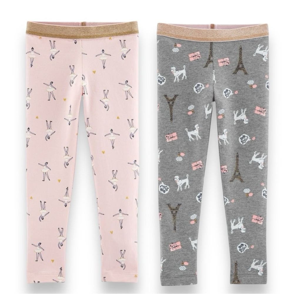 👚2/$10👗3/$12 Carter’s Leggings Bundle Pink Ballerina 18M Gray Eiffel Tower 24M